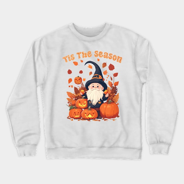 Tis The Season Gnome Latte Pumpkin Spice Leaf Fall Thanksgiving Crewneck Sweatshirt by AimArtStudio